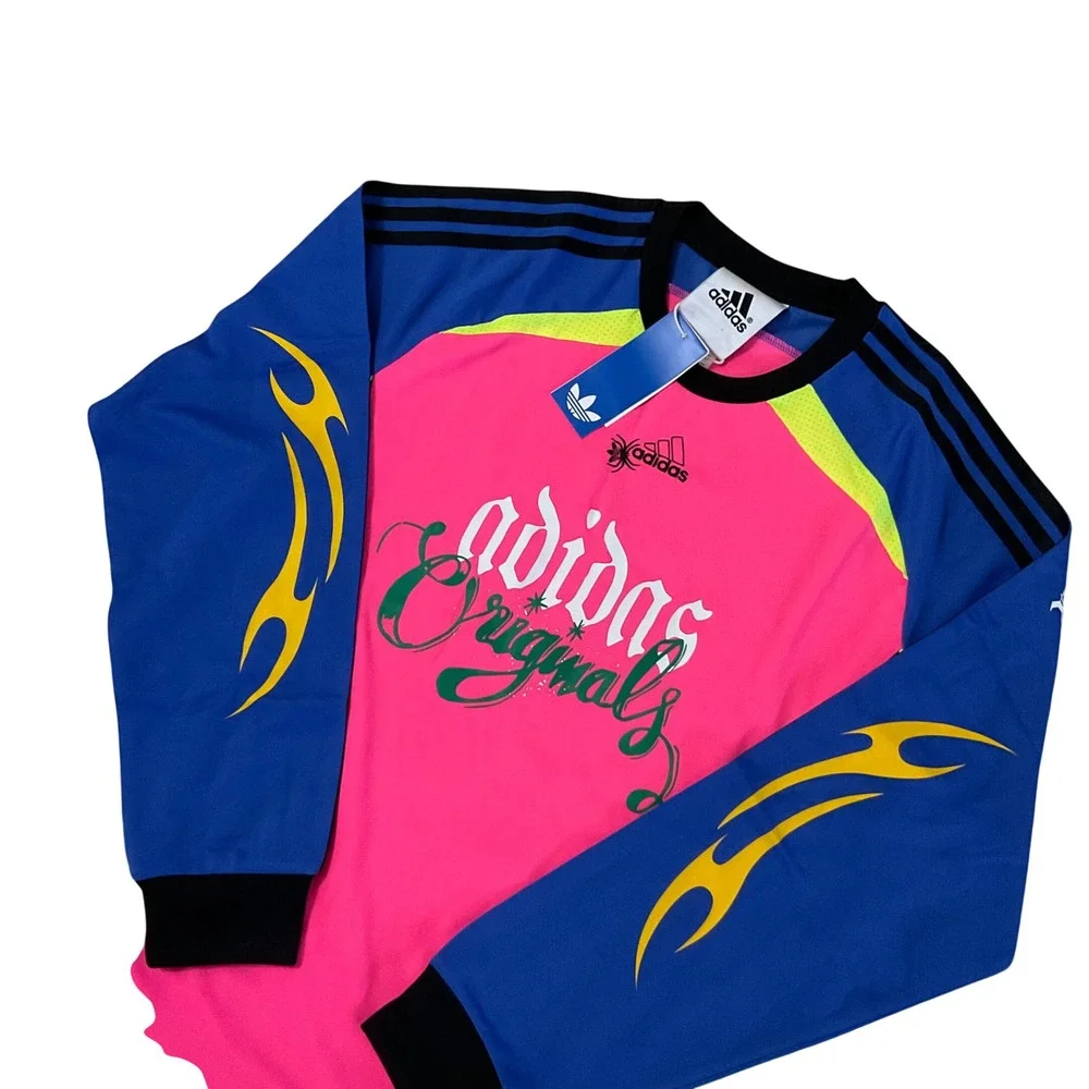 Adidas Graphic LO LS T Mens Small Pink New Jersey Style T-Shirt JW0203